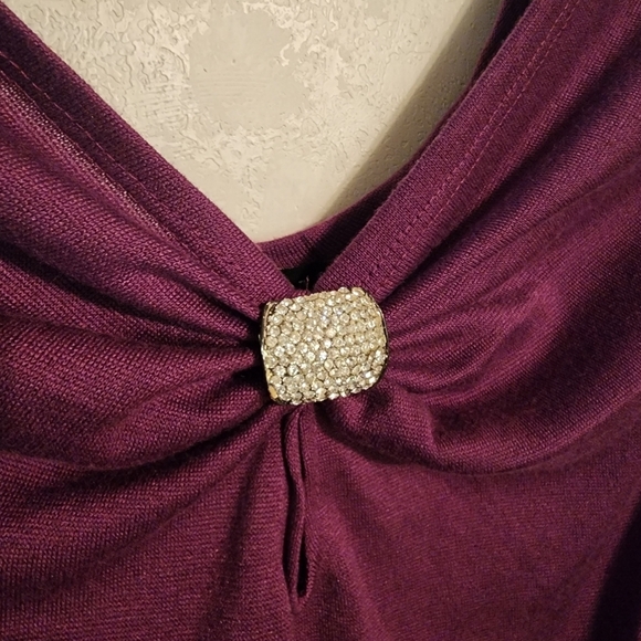 Roommates 3/4 Sleeve Purple Blouse Silver Rhinestone Size S - Picture 2 of 7